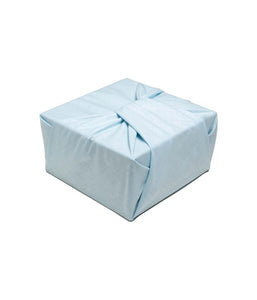 Baby Blue fabric gift wrapped box at an angle
