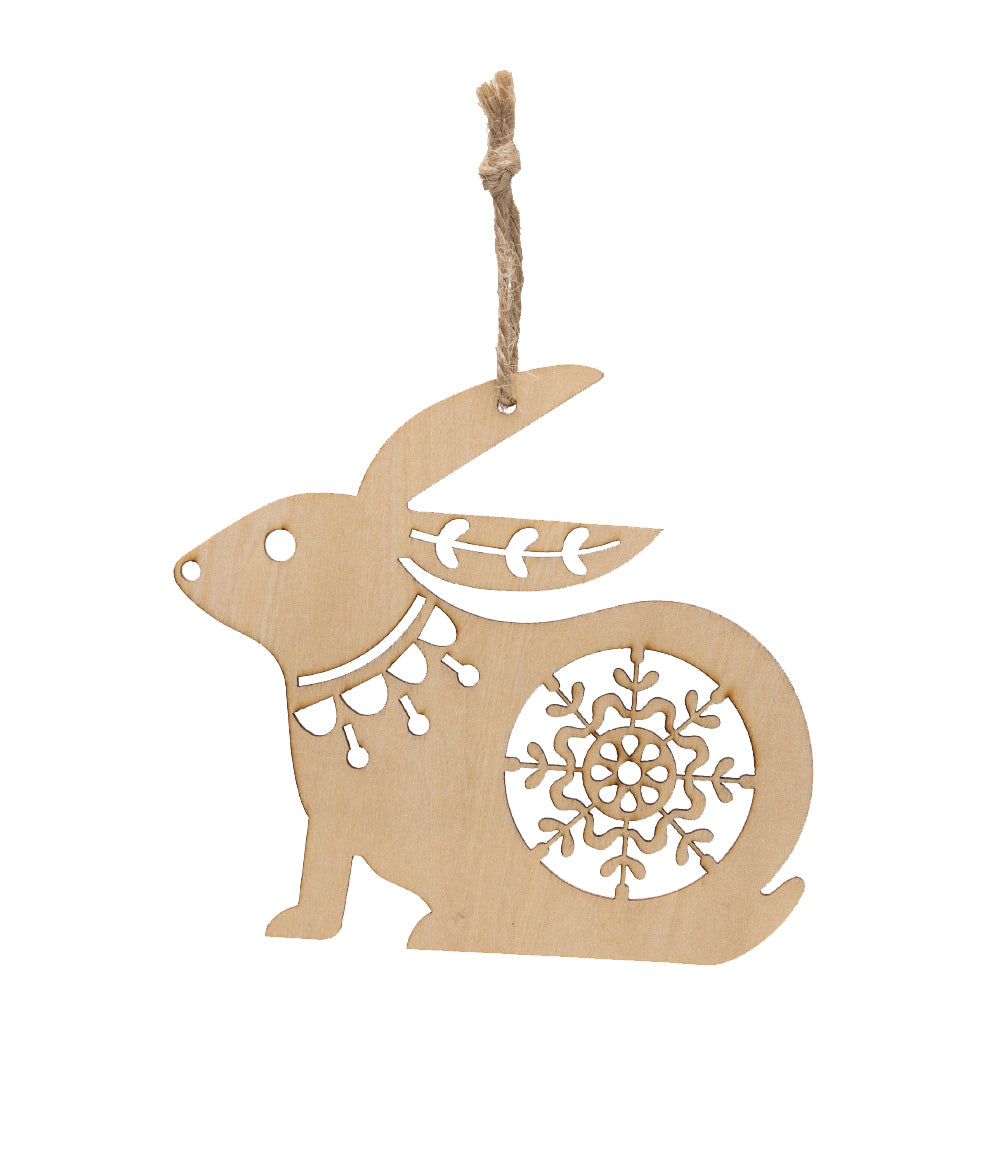 Nordic rabbit with flake wooden decorative token