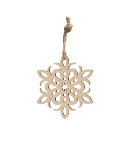 Kaleidoscope inspired snowflake wooden decorative token