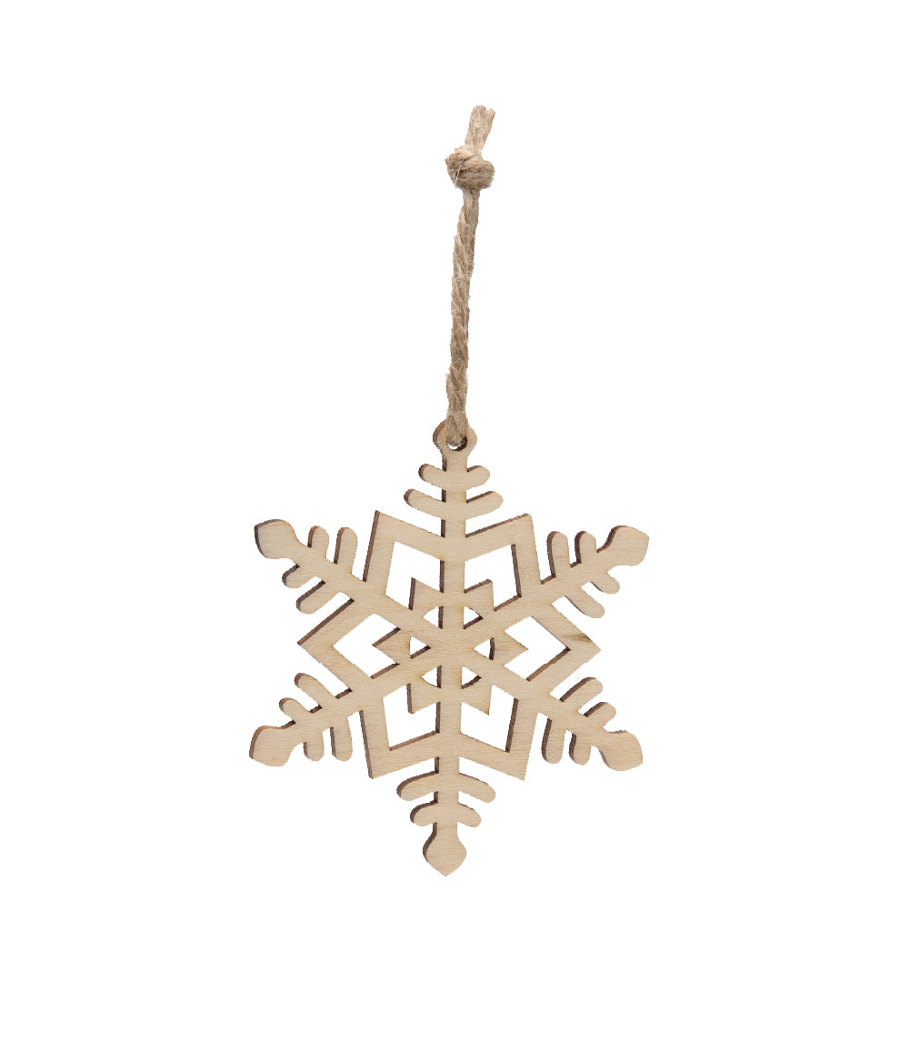 Multi-tiered snowflake wooden decorative token